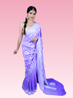 Lavender Khaddi Georgette Banarasi Silk Saree