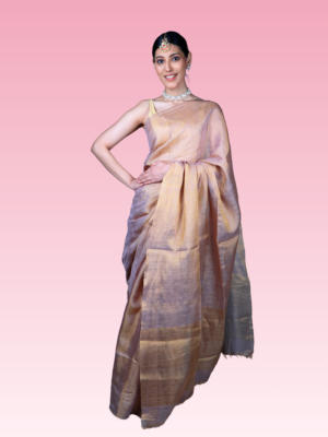 Beige Tissue by Linen Saree