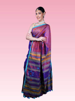 Royal Purple Orchid Tissue Cotton Bhujodi Handwoven Saree
