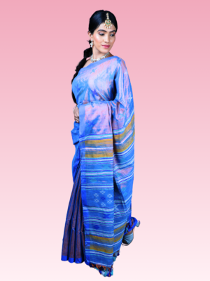 Blue Bliss Tissue Cotton Bhujodi Handwoven Saree