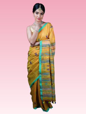 Yellow Glow Tissue Cotton Bhujodi Handwoven Saree