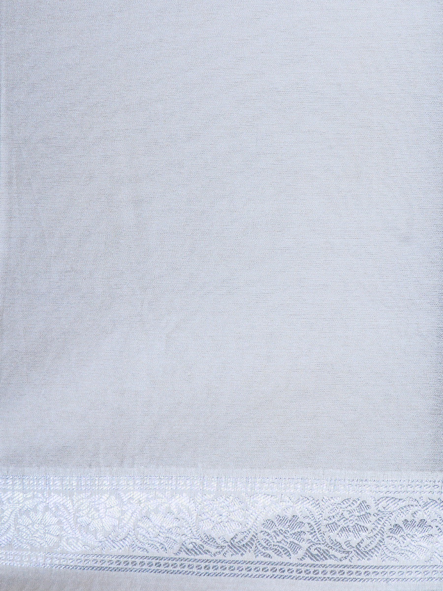 Beige Silver Banarasi Weave Saree - Image 5