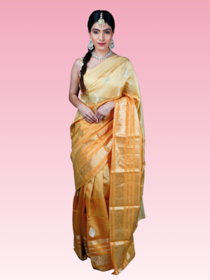 Ombre Mustard Yellow Chiniya By Katan Silk Saree