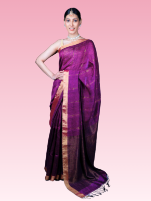 Magenta Handwoven Linen Saree