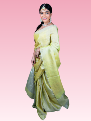 Golden Yellow Tissue by Linen Saree
