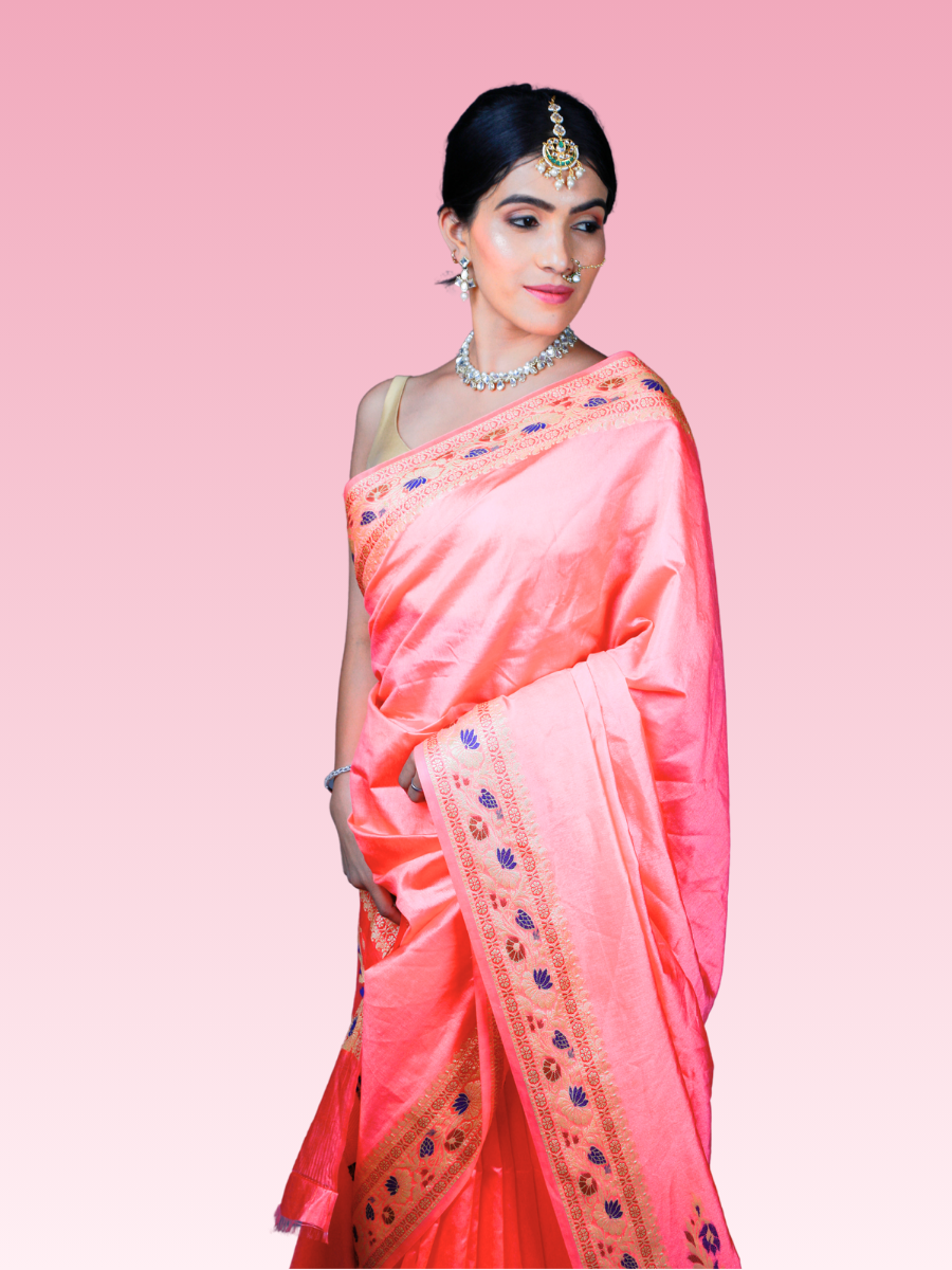 Pink Paithani Silk Saree - Image 4