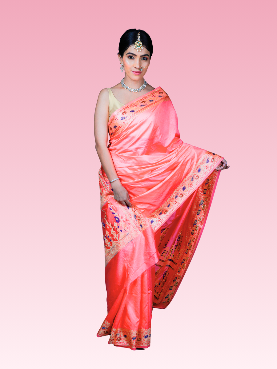 Pink Paithani Silk Saree