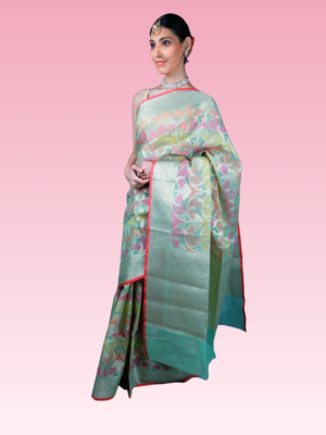 Pista Kota Kairi Jaal Banarasi Saree