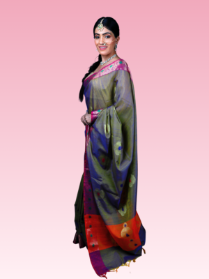 Electric Blue Munga Banarasi Silk Saree