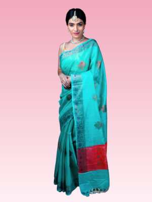 Ice Blue Munga Banarasi Silk Saree