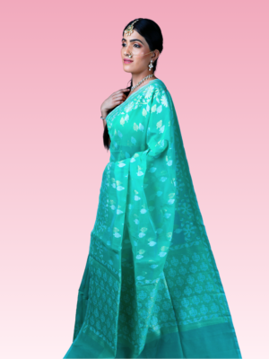 Pista Chanderi Cotton Banarasi Saree