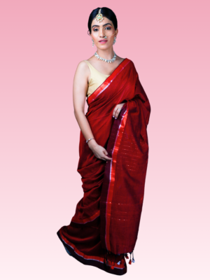 Magenta Triangle Mul Cotton Saree