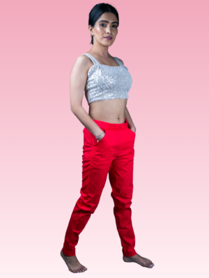 Coral Red Cotton Pant