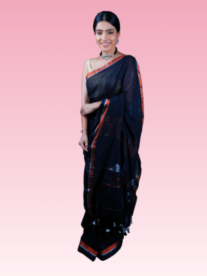 Black Triangle Mul Cotton Saree